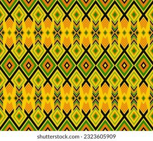Embroidery indian aztec ethnic pattern in orange and yellow vector illustration design for fabric, mat, carpet, scarf, wrapping paper, tile and more