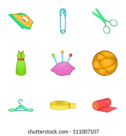 Embroidery kit icons set. Cartoon illustration of 9 embroidery kit vector icons for web