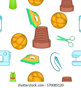 Embroidery kit pattern. Cartoon illustration of embroidery kit vector pattern for web