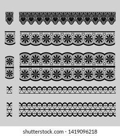 embroidery lace trim elements pattern brushes vector