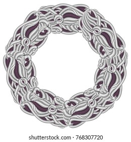 Embroidery lacy  pattern.  Vector round ornament. 