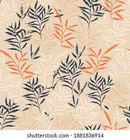 embroidery leaves seamless pattern on crime