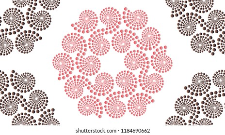 embroidery like seamless pattern with spirals of dots in red on white