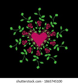Embroidery mandala for love. Circular pattetn form Henna, tattoo, decoration,embrodered, Mehndi.