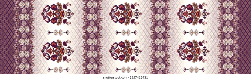 Embroidery Motif Textile Print Design For Mughal Art Manually Illustration
