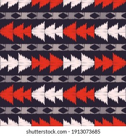 Embroidery. Navajo mosaic rug with traditional folk geometric pattern. Native American Indian blanket. Aztec elements. Seamless background. Vector illustration for web design or print.