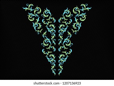Embroidery for neckline, collar for T-shirt, blouse, shirt, prints. vector illustration