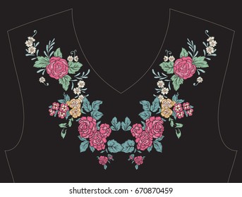 Embroidery for neckline, collar for T-shirt, blouse, shirt. Patt