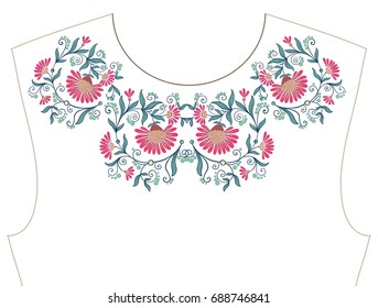 Embroidery for neckline, collar for T-shirt, blouse, shirt. Patt