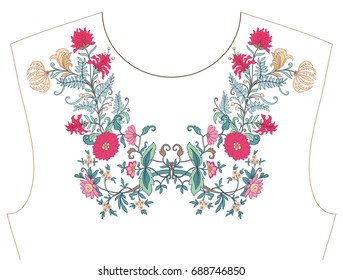 Embroidery for neckline, collar for T-shirt, blouse, shirt. Patt