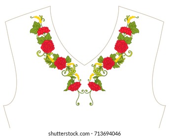 Embroidery for neckline, collar for T-shirt, blouse, shirt. Patt