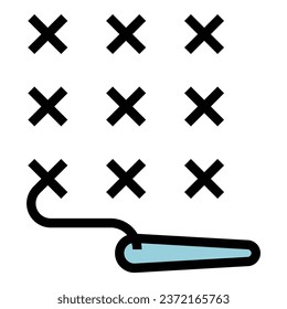 Embroidery needle icon outline vector. Craft art. Sewing class color flat