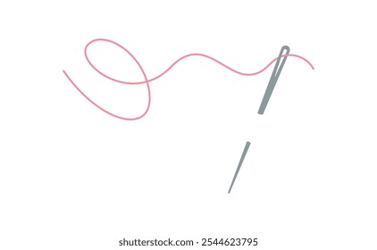 Stickerei Nadel und Faden Logo, flache Nähzubehör Illustration, Doodle Verband Accessoires Element, handgezeichnete Stickwerkzeug Design, Cartoon Schneider Dekoration Objekt,