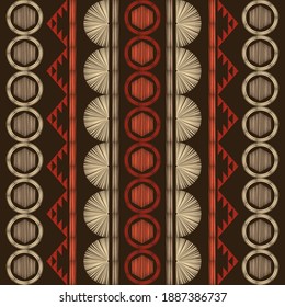 Embroidery on fabric. Boho texture. Seamless pattern. Design with manual hatching. Textile. Vector illustration for web design or print.