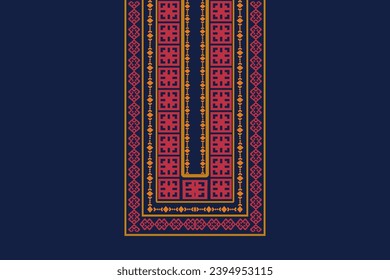 ์์Neckline embroidery on navy blue background design for texture,fabric,clothing,wrapping,decoration