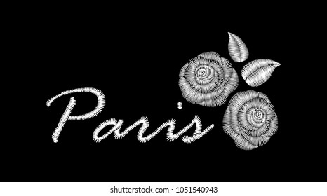Embroidery Paris Logo With Roses