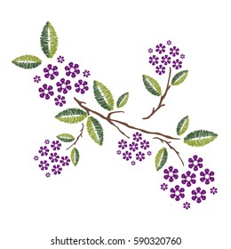 Embroidery patch vintage flowers,vector illustration background.Pattern of peonies,isolated on white.Ethnic neckline flower,fashion wearing.For clothes,print,t-shirt,apparel and web site