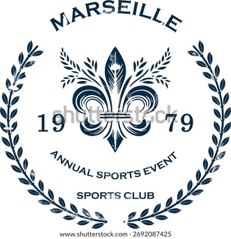 Embroidery Patch wreath fleur de lis Minimal