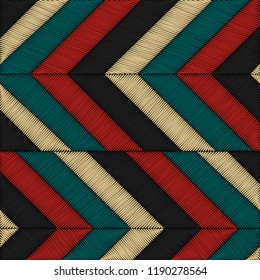 embroidery in patchwork style trend design zigzag