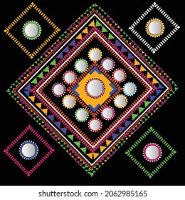 embroidery pattern design cultural frame seamless