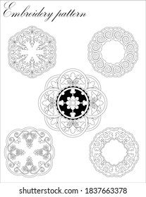 Embroidery pattern design ornate mandala circle flower