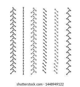 Embroidery pattern. Monochrome stitches on white background. Sewing machine stitches zig zag line