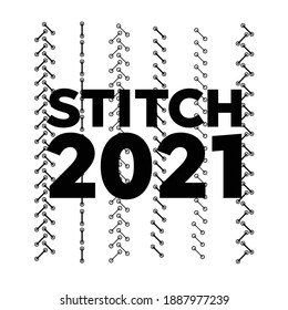 Embroidery pattern. Monochrome stitches on white background. Sewing machine stitches zig zag line 