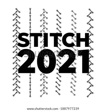 Embroidery pattern. Monochrome stitches on white background. Sewing machine stitches zig zag line 