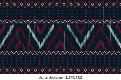 Vector de patrón de bordado, diseño tradicional geométrico étnico oriental, fondo tribal rojo y blanco, tela de motivos abstractos