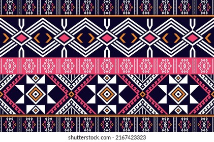 Embroidery pattern vector, Geometric ethnic fashion triangle background, Handcraft textile wallpaper for digital print