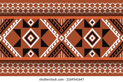 Embroidery pattern vector, Geometric ethnic handcraft motif background, Continuous ikat retro art