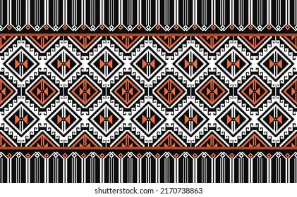 Embroidery pattern vector, Geometric ethnic continuous tribal background, Graphic fabric vintage art