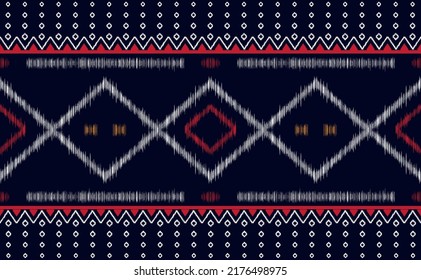 Embroidery pattern vector, Geometric ethnic fashion triangle background, Line motif retro illustration
