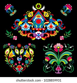 embroidery pattern vector set