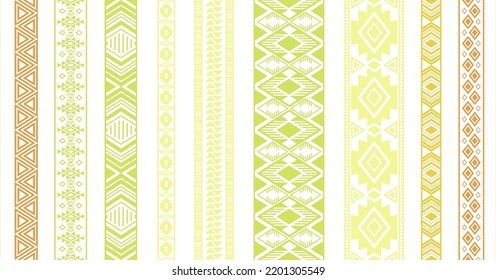 Embroidery patterns vector set. Fashion cloth edge ornaments isolated. Sewn ribbon edging. Ukrainian folk patterns. Card decorative bands. Openwork tissue lattice.
