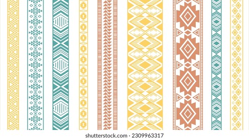 Stickereimuster, Vektorset. Kleiderschmuck einzeln auf Modemantel. Bügelbänder. Ukrainische Volksmuster. Bekleiden Sie Kleidermanschetten und Kragenfritzen. Ornate Tapes. Elemente des Handwerks.