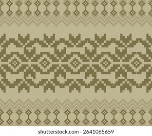 embroidery pixel art seamless earth tone abstract flowers pattern design for home decor, garment, scraf book cover.