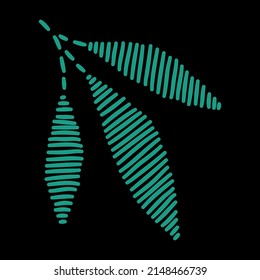 Embroidery plant branch constructor. Vector handmade floral ornament on dark background. Embroidery for fashion products. Elegant tiled design, best for print fabric or papper and more.