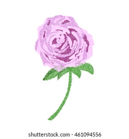 embroidery purple rose design for clothing. isolated flower vector decoration