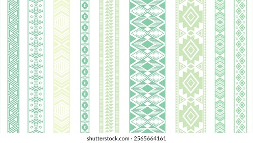 Embroidery ribbons vector collection. Fashion textile edge ornaments isolated. Sewn ribbon edging. Slavic folk patterns. Cutout style bracelets. Delicate tapes. Craft elements.