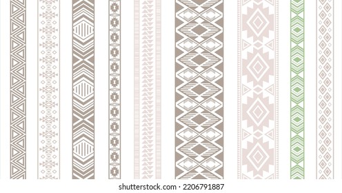 Embroidery ribbons vector collection. Seamless edge ornaments isolated. Sewn ribbon edging. Ukrainian folk patterns. Bridal dress apparel frills. Openwork tissue lattice.