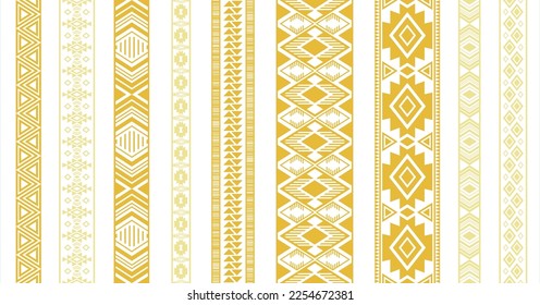 Embroidery ribbons vector collection. Seamless edge ornaments isolated. Needlework ribbons. Ukrainian folk patterns. Card decorative bands. Openwork tissue lattice.