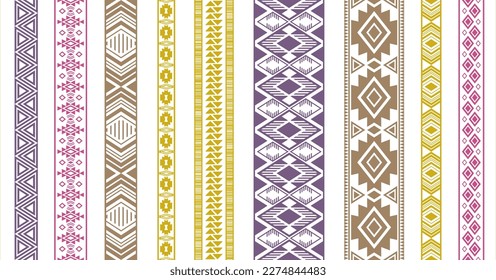 Embroidery ribbons vector collection. Seamless vertical edge ornaments isolated. Needlework ribbons. Ukrainian folk patterns. Lingerie lace. Bangles netting samplers. Delicate tapes. Craft elements.