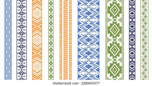 Embroidery ribbons vector set. Seamless edge elements. Vintage design. Lacework strip edging. Slavic ethnic patterns. Bridal dress apparel frills. Delicate tapes. Craft elements.
