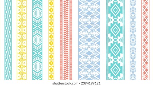 Embroidery ribbons vector set. Seamless edge ornaments isolated. Lace stripes. Ukrainian folk patterns. Lingerie lace. Bangles netting samplers. Geometric texture.
