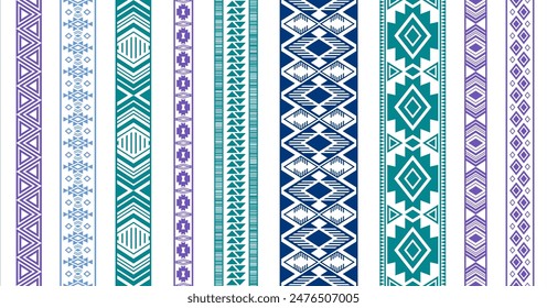 Embroidery ribbons vector set. Seamless edge ornaments isolated. Needlework ribbons. Ukrainian folk patterns. Cotton dress trim ornaments. Openwork tissue lattice.