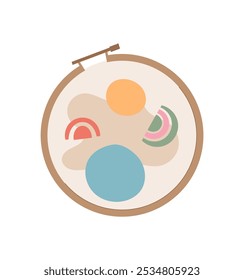 Anel de bordado doodle, ilustração de decoração de artesanato alfaiate vetor, design de acessórios de costureira plana, elemento de suprimentos de bordado doodle, objeto de ferramenta de costura desenhada à mão,