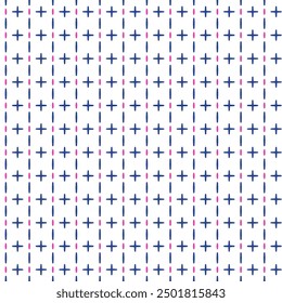 Patrón de Vector Sashiko bordado. Fondo inconsútil asiático de la costura. Rosa y azul sobre fondo blanco. Puntada de la mano corriente para la impresión textil, decoración de Japón, ropa, maqueta de Plantilla y etc