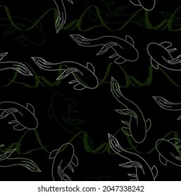 Embroidery sea life, clown fish, tropical fishes seamless pattern. Fashionable clothes. Classical tropical sea, wave, fishes, corals, fashion seamless pattern in blue, brown and green colors.