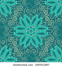 Embroidery seamless floral pattern with abstract flowers. Traditional embroidered sketch with flowers in red, orange and brown colors for clothing design.